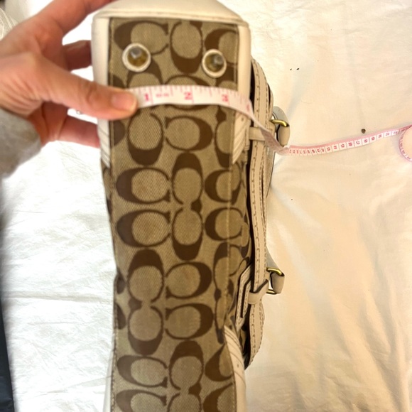 Coach Vintage Hampton Satchel with Signature Canvas and White Leather Trim - Picture 11 of 11